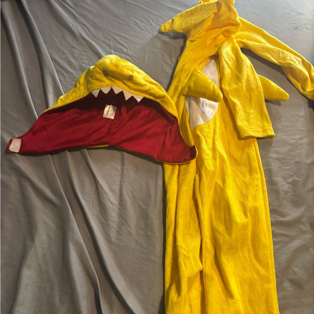 Spirit Yellow Shark Hooded Kids Costume with Red Lined Hood
